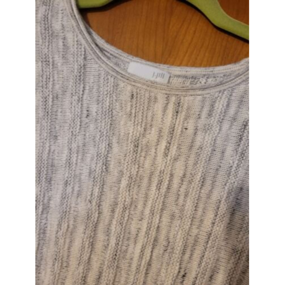 J Jill Pullover Sweater Gray Ivory Button Back Detail Knit Size L - Picture 3 of 7